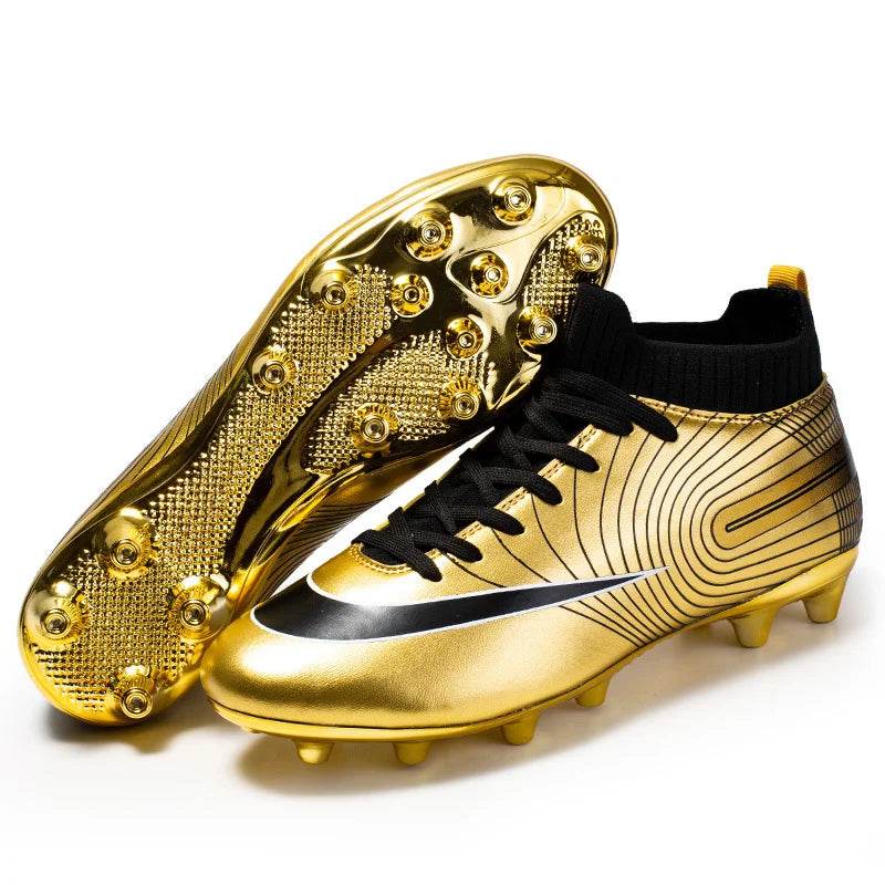 Men Soccer Shoes Professional Futsal Football Boots FG TF Kids Grass Cleats Football Shoes Gold Outdoor Training Soccer Boots - KICKSTART