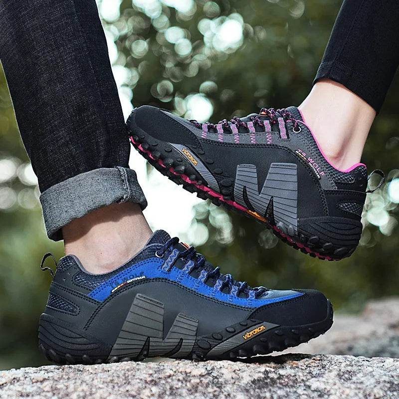 High quality Men's Trekking Shoes Genuine Leather Men Women Hiking Shoes Outdoor Waterproof Sport Climbing Men Sneakers - KICKSTART