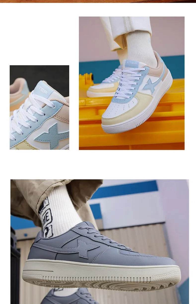 Xtep Men Skateboarding Shoes Non-Slip Casual White Couple Skate Sneakers Male Female Luxury Brand Shoes 881219319851 - KICKSTART