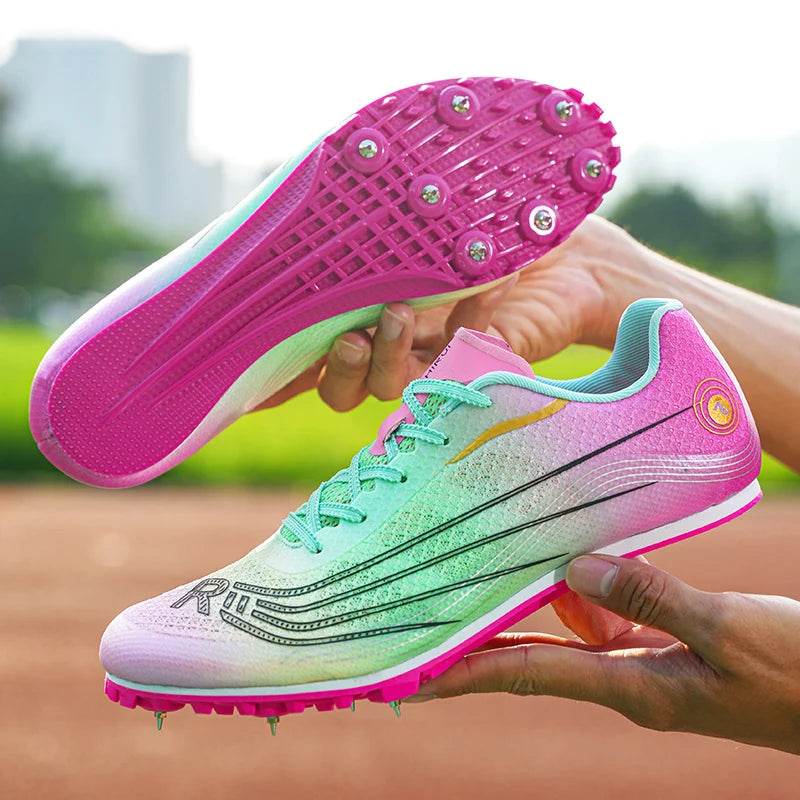 Professional Men Track and Field Shoes Anti-Slip Women Spikes Sneakers Breathable Outdoor Sneaker Low Top Mandarin Duck Shoes - KICKSTART