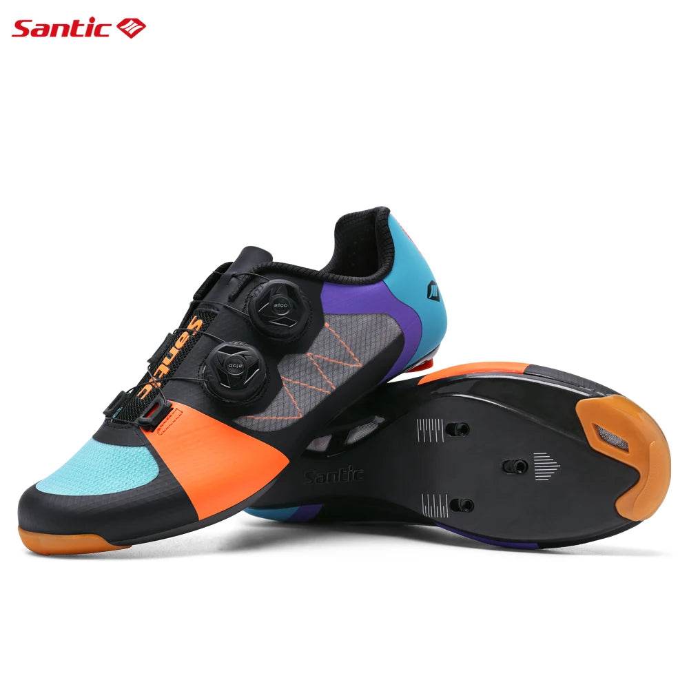 Santic Carbon Fiber Cycling Shoes Men Outdoor Professional Road Racing Shoes Adjustable Auto-lock Road Riding Bicycle Sneakers - KICKSTART