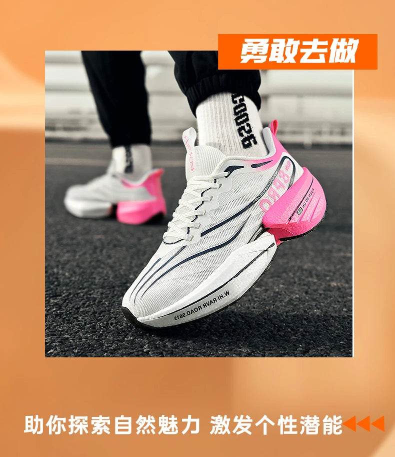 Speciality Carbon Plate Sports Running Shoes Marathon Air Cushion Men Breathable Lightweight Women Comfortable Nonskid Sneakers - KICKSTART