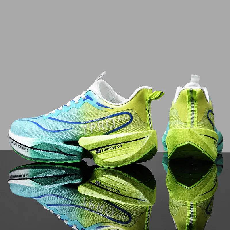 Sports Running Shoes Men Marathon Carbon Plate Air Cushion Breathable Ultralight Women's Comfortable Athletic Nonskid Sneakers - KICKSTART