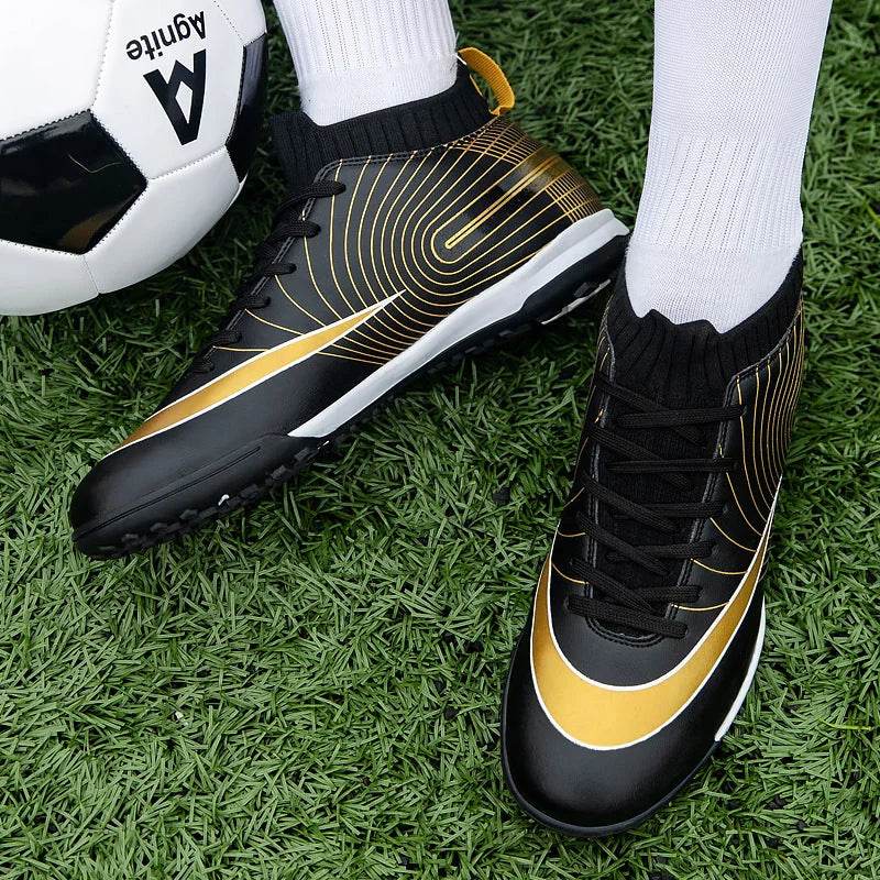 Men Soccer Shoes Professional Futsal Football Boots FG TF Kids Grass Cleats Football Shoes Gold Outdoor Training Soccer Boots - KICKSTART