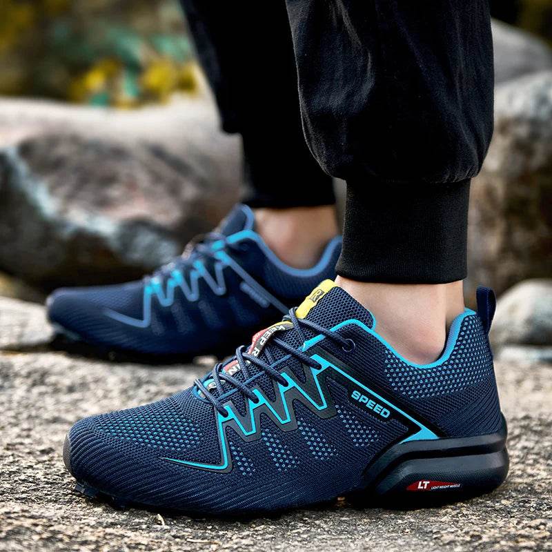 SMS New Men Shoes Sneakers Breathable Outdoor Mesh Hiking Shoes Casual Light Male Sport Shoes Comfortable Climbing Shoes - KICKSTART