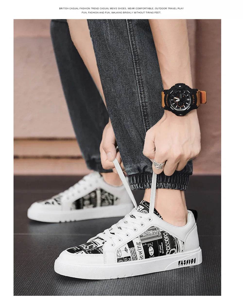 Trend Graffiti Casual Shoes Men Platform Sneakers Walking Skateboarding Shoe Fashion Footwear Teenagers Zapatillas Hombre 39-44 - KICKSTART