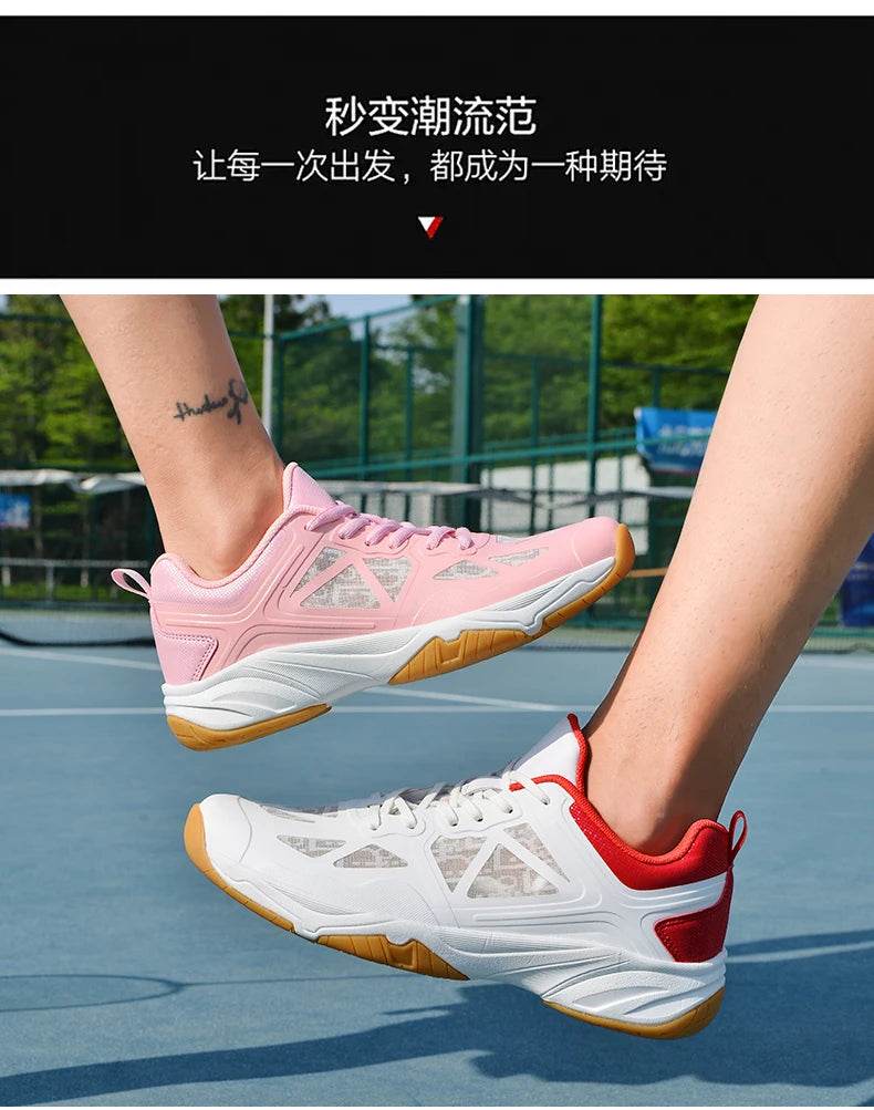 Unisex Men Women Badminton Squash Indoor Sports Shoes Ultra-light Rubber Sole Volleyball Table Tennis Training Sneakers - KICKSTART