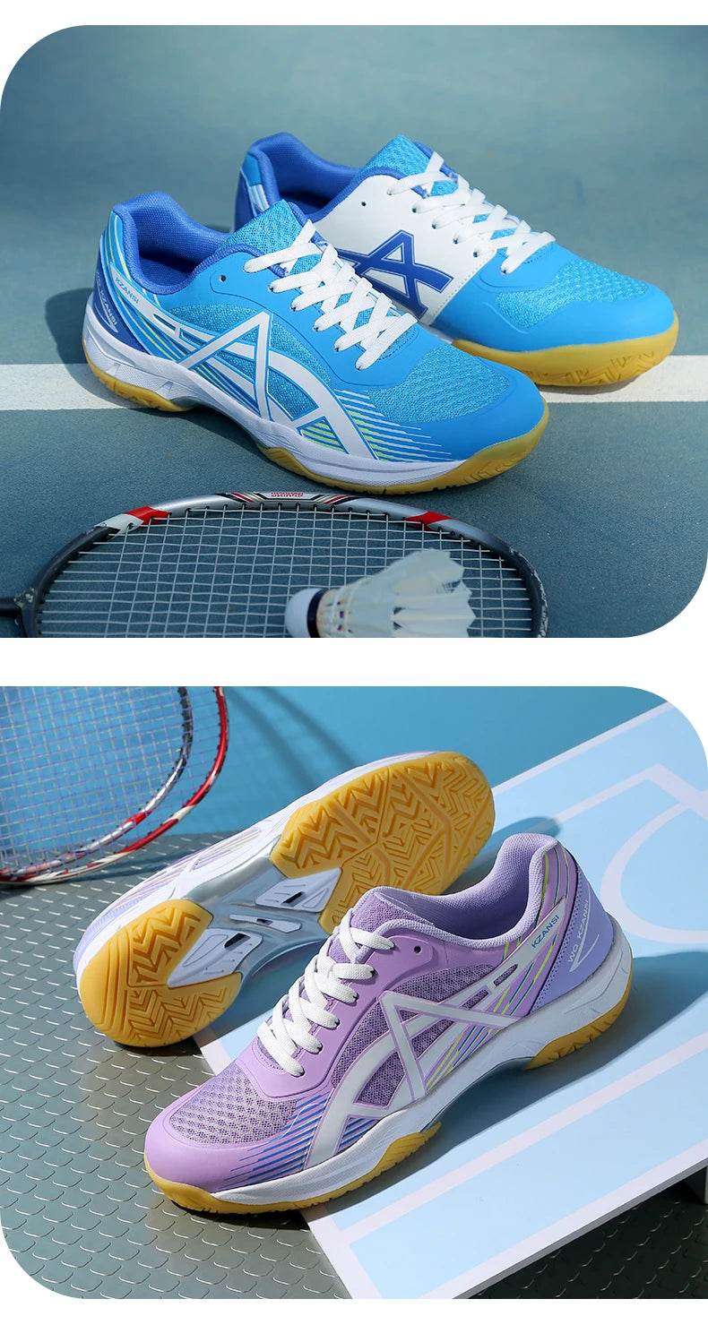 Unisex Men Women Badminton Squash Indoor Sports Shoes Ultra-light Rubber Sole Volleyball Training Sneakers - KICKSTART