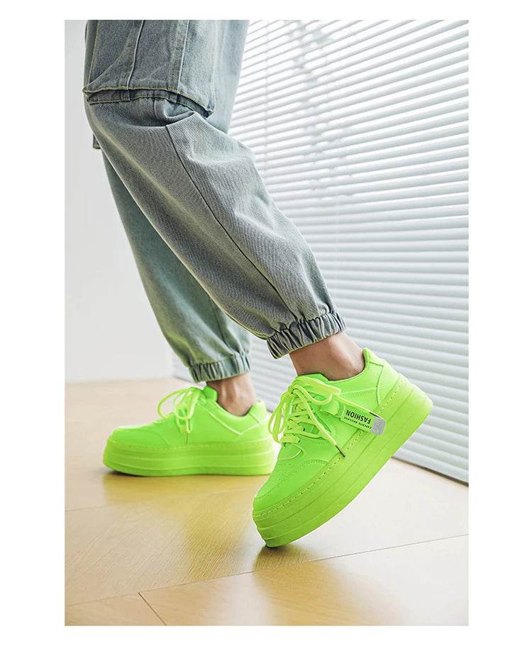 New Fashion Green Skateboard Shoes for Men Comfy Height-increasing Platform Shoes Men Non-slip Sports Shoes Zapatillas De Skate - KICKSTART