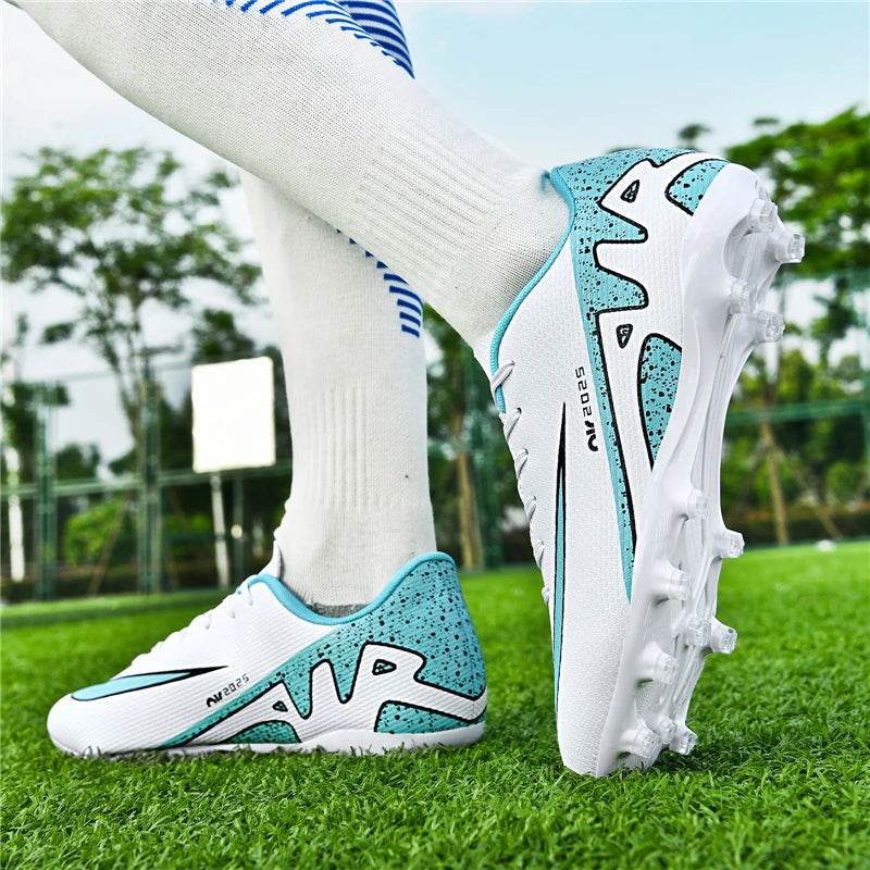 Men Soccer Shoes FG/TF Soft Football Sneakers Breathable Non-Slip Cleats Grass Trainers Outdoor Low Top Running Sport Footwear - KICKSTART