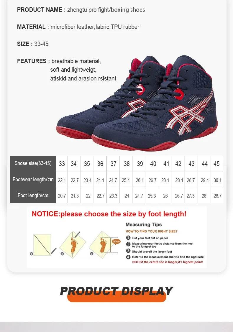 Original Mid Cut Pro Sambo Boots for Men Women Size 34-45 Wrestling Training Shoes Anti Slip Light Weight Gym Boxing Sneakers - KICKSTART