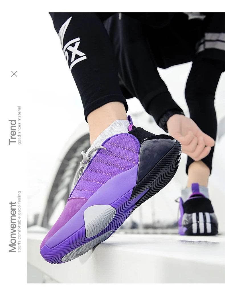 2024 New Men's Basketball Shoes Unisex Cushioning Anti-Friction Sport Shoes Men Light Basketball Sneakers Man High Top Gym Boots - KICKSTART