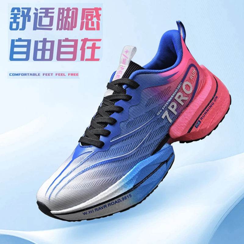 Speciality Carbon Plate Sports Running Shoes Marathon Air Cushion Men Breathable Lightweight Women Comfortable Nonskid Sneakers - KICKSTART