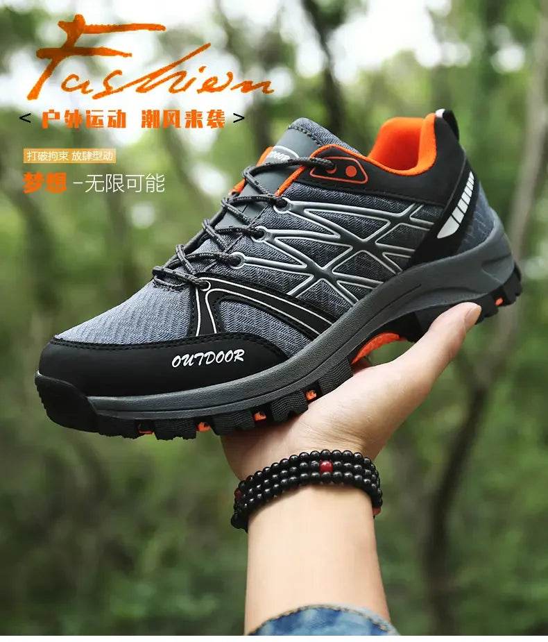 Men's Outdoor Hiking Boots Lightweight Running Shoes Anti Slip and Wear-resistant Rubber Soles Mesh Breathable Sports Shoes 2025 - KICKSTART