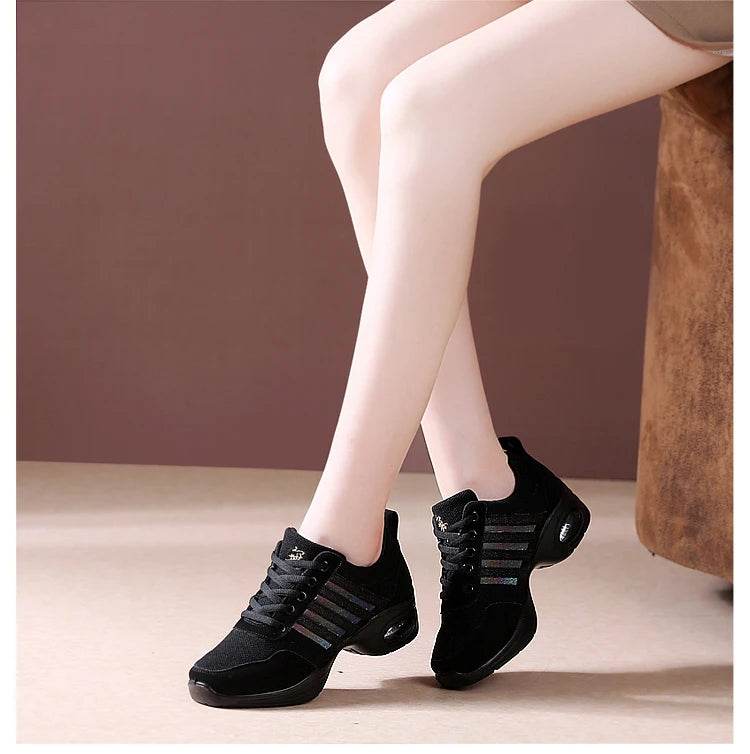 Dance sneakers for woman jazz shoes mesh Modern Outsole Dance Sneakers Breathable Lightweight Dancing fitness shoes for women - KICKSTART