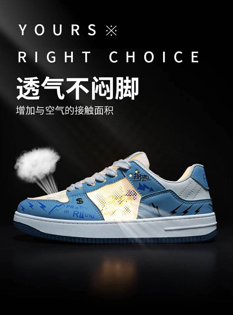 Brand Designer Red Men's Skateboarding Shoes Fashion Anime Sneakers Men Leather Casual Skate Sneaker Men Hip Hop Street Shoes - KICKSTART