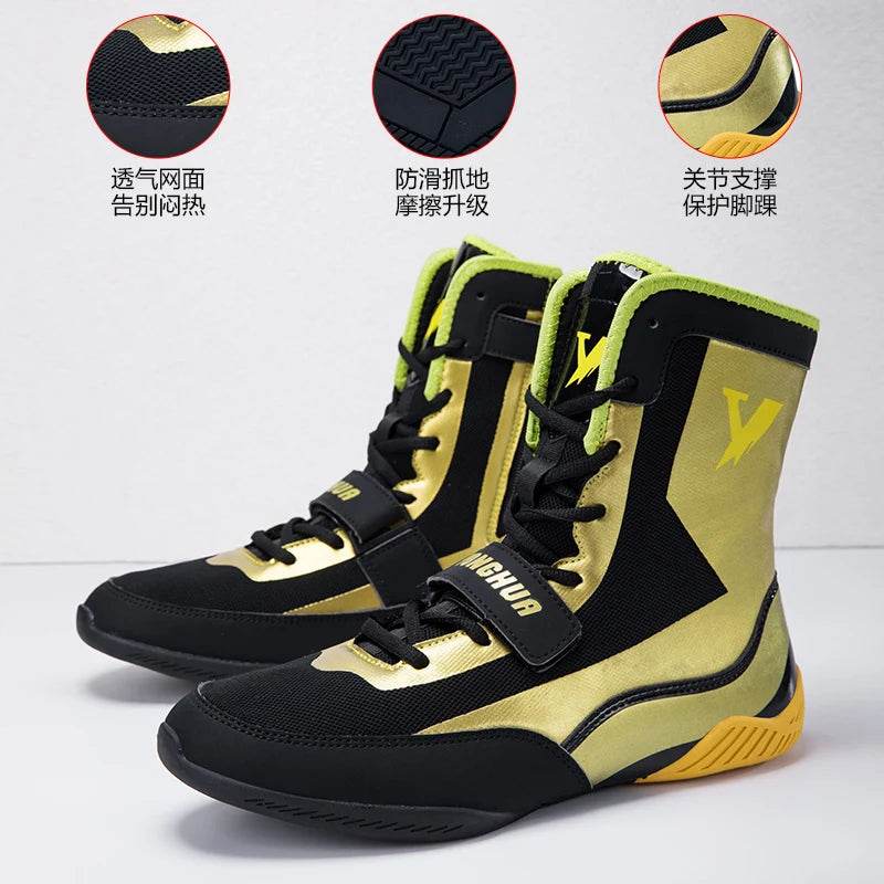 New Pro wrestling and boxing shoes, men's mesh breathable training, flying wrestling boots, lightweight sneakers - KICKSTART