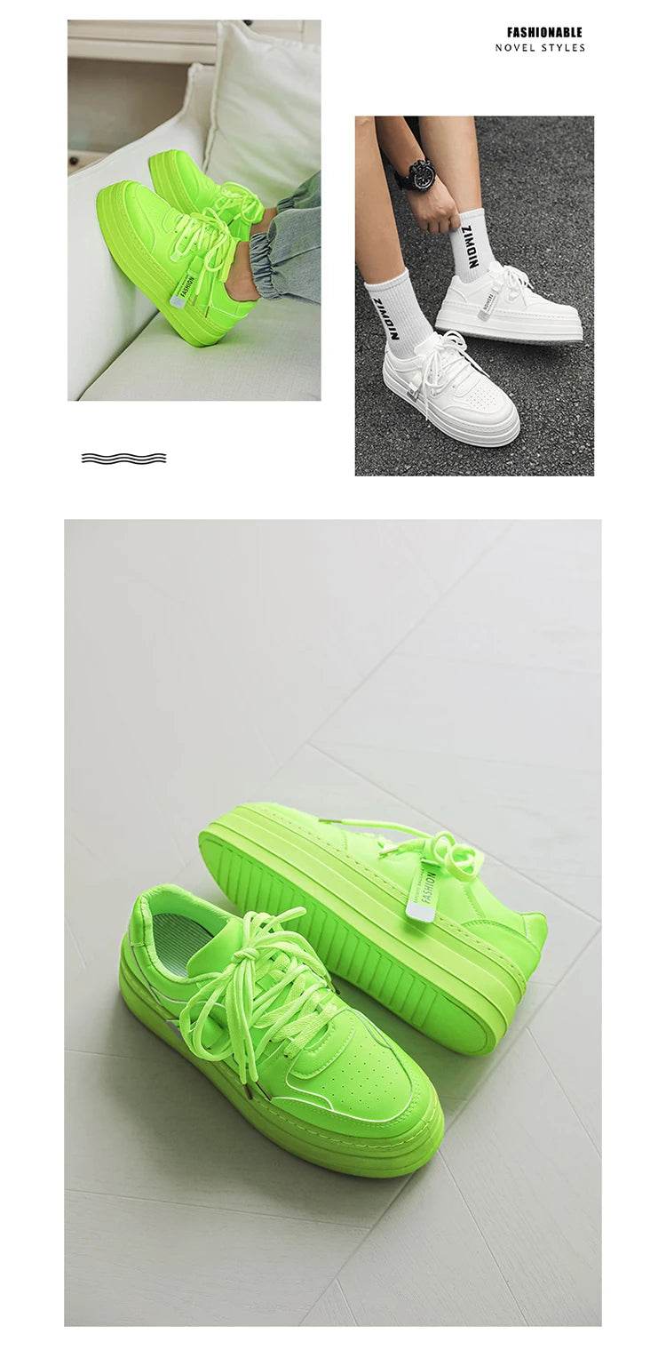 New Fashion Green Skateboard Shoes for Men Comfy Height-increasing Platform Shoes Men Non-slip Sports Shoes Zapatillas De Skate - KICKSTART