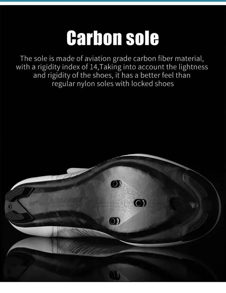 Sidebike ultralight 14 level hardness carbon fiber shoes road bike professional self-locking cleats cycling shoes breathing - KICKSTART