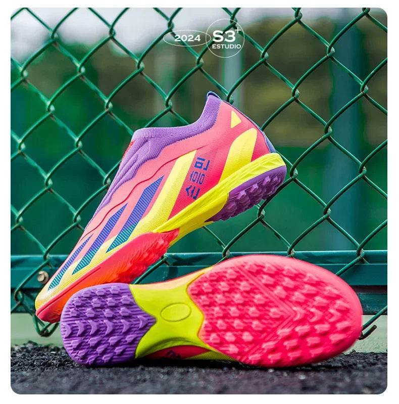 Seamless Knitted Soccer Shoes Men Women's Low Top TF Nail Lawn Long Nail Student Training Sports Shoes TPR Outsole Material - KICKSTART