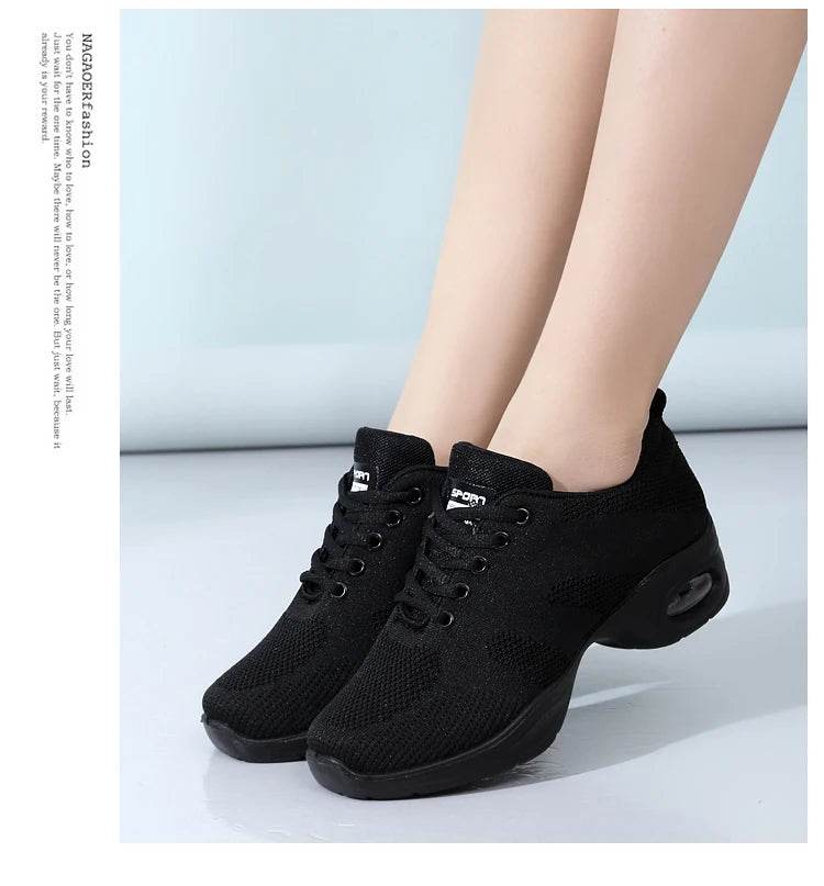 Dance sneakers for woman jazz shoes mesh Modern Outsole Dance Sneakers Breathable Lightweight Dancing fitness shoes for women - KICKSTART