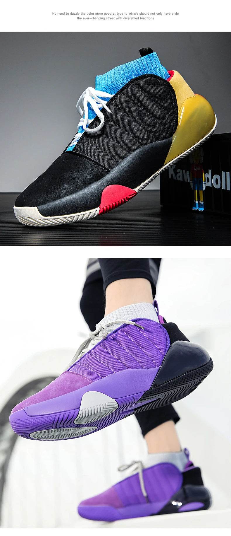 2024 New Men's Basketball Shoes Unisex Cushioning Anti-Friction Sport Shoes Men Light Basketball Sneakers Man High Top Gym Boots - KICKSTART