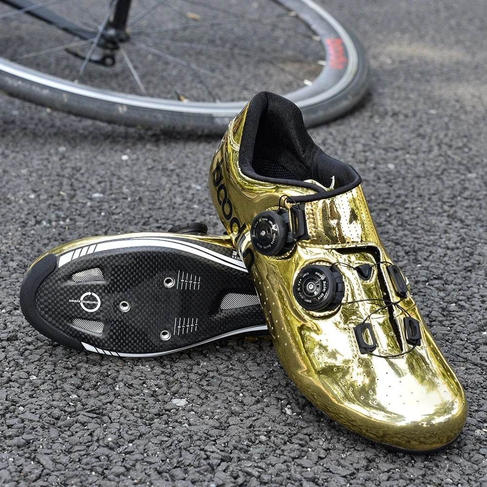 BOODUN Golden Carbon Road Bike Cycling Shoes Road Bike Self-Locking Shoes Carbon Ultralight professional Bicycle Racing Shoes - KICKSTART