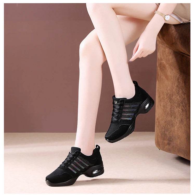 Dance sneakers for woman jazz shoes mesh Modern Outsole Dance Sneakers Breathable Lightweight Dancing fitness shoes for women - KICKSTART