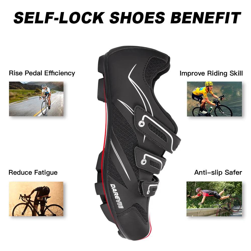 DAREVIE Cycling Shoes 2024 Newest MTB Self Lock Cycling Shoes Pro High Quality SPD Cleats Toe Cover Set Breathable Bike Sneaker - KICKSTART