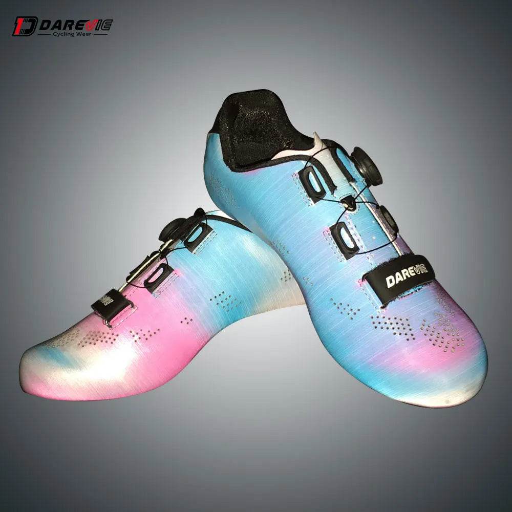 DAREVIE Road Cycling Shoes Pearl Colorful Chameleon Cycling Shoes Light Reflective Cycling Shoes Racing Bike Shoes LOOK SPD-SL - KICKSTART