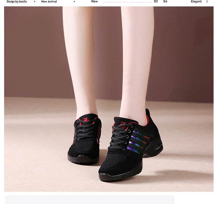 Dance sneakers for woman jazz shoes mesh Modern Outsole Dance Sneakers Breathable Lightweight Dancing fitness shoes for women - KICKSTART