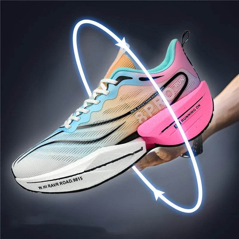 Sports Running Shoes Men Marathon Carbon Plate Air Cushion Breathable Ultralight Women's Comfortable Athletic Nonskid Sneakers - KICKSTART