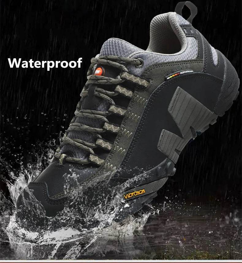 High quality Men's Trekking Shoes Genuine Leather Men Women Hiking Shoes Outdoor Waterproof Sport Climbing Men Sneakers - KICKSTART