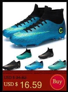 Men Soccer Shoes Professional Futsal Football Boots FG TF Kids Grass Cleats Football Shoes Gold Outdoor Training Soccer Boots - KICKSTART