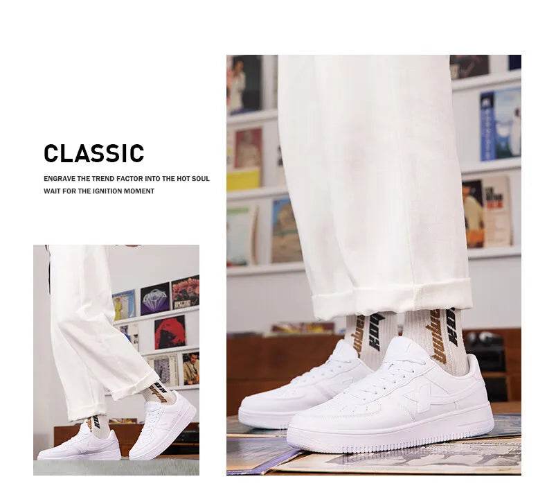 Xtep Men Skateboarding Shoes Non-Slip Casual White Couple Skate Sneakers Male Female Luxury Brand Shoes 881219319851 - KICKSTART