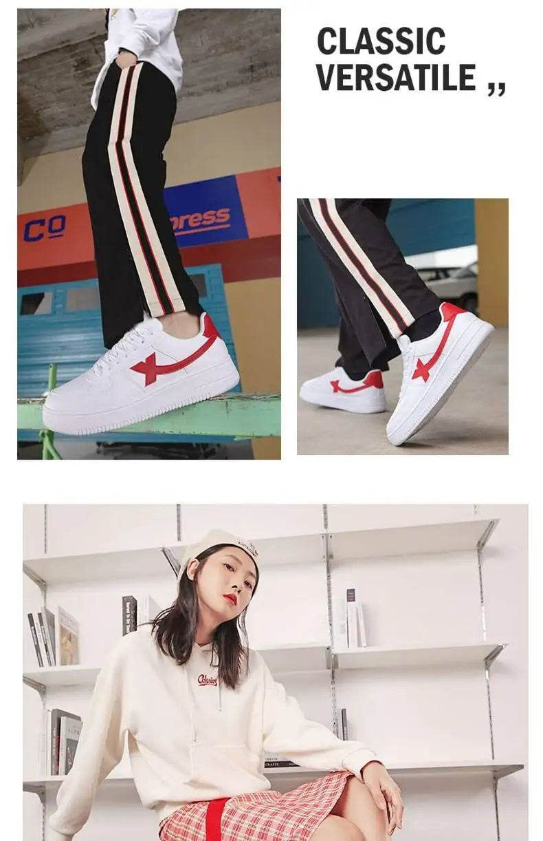 Xtep Men Skateboarding Shoes Non-Slip Casual White Couple Skate Sneakers Male Female Luxury Brand Shoes 881219319851 - KICKSTART