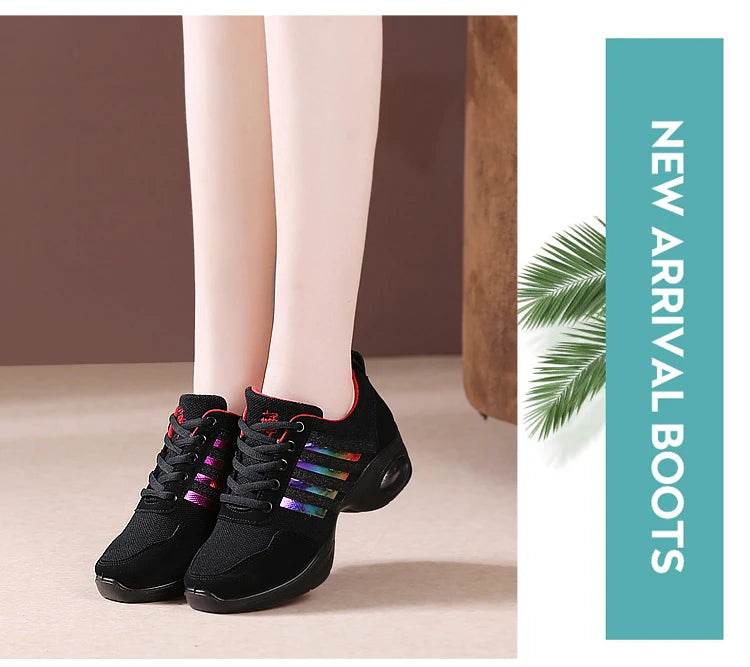 Dance sneakers for woman jazz shoes mesh Modern Outsole Dance Sneakers Breathable Lightweight Dancing fitness shoes for women - KICKSTART