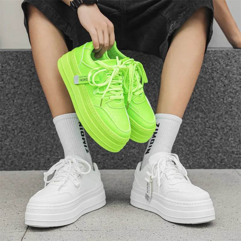 New Fashion Green Skateboard Shoes for Men Comfy Height-increasing Platform Shoes Men Non-slip Sports Shoes Zapatillas De Skate - KICKSTART