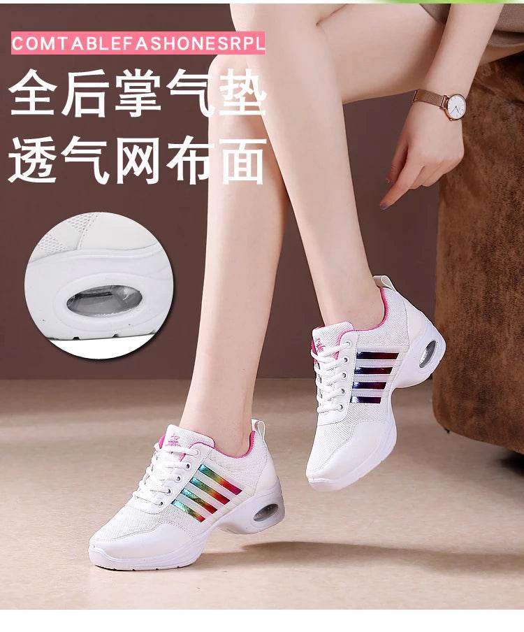 Dance sneakers for woman jazz shoes mesh Modern Outsole Dance Sneakers Breathable Lightweight Dancing fitness shoes for women - KICKSTART