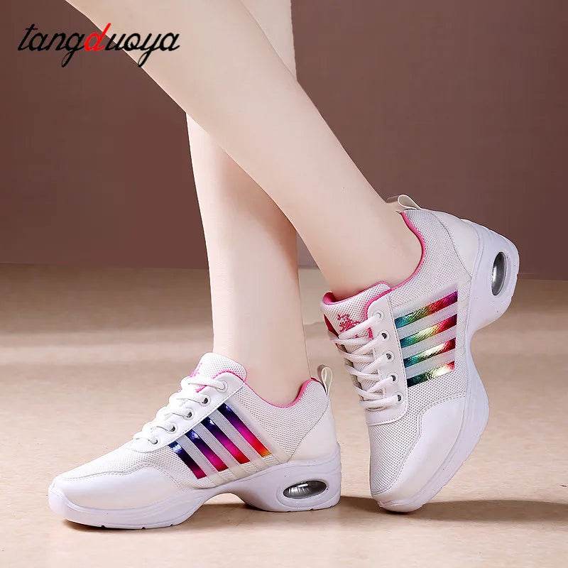 Dance sneakers for woman jazz shoes mesh Modern Outsole Dance Sneakers Breathable Lightweight Dancing fitness shoes for women - KICKSTART