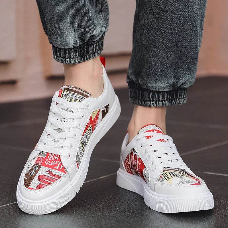 Trend Graffiti Casual Shoes Men Platform Sneakers Walking Skateboarding Shoe Fashion Footwear Teenagers Zapatillas Hombre 39-44 - KICKSTART