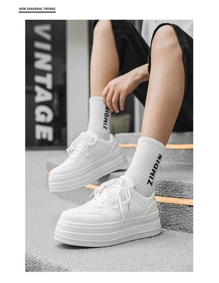 New Fashion Green Skateboard Shoes for Men Comfy Height-increasing Platform Shoes Men Non-slip Sports Shoes Zapatillas De Skate - KICKSTART