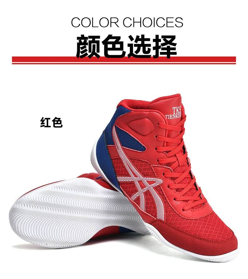 Men's Light Wrestling Shoes Breathable Mesh Boxing Sports Shoes Men's Training Boxing Shoes Black Gold Red Sports Shoes - KICKSTART