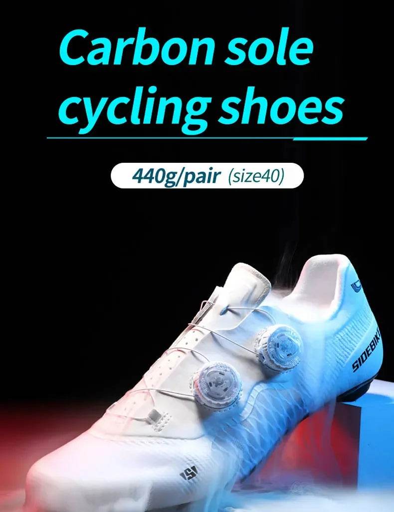 Sidebike ultralight 14 level hardness carbon fiber shoes road bike professional self-locking cleats cycling shoes breathing - KICKSTART