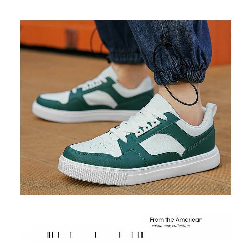 Men's fashion color matching skateboard shoes, wear light sports shoes, comfortable breathable lace-up sports shoes, suitable fo - KICKSTART