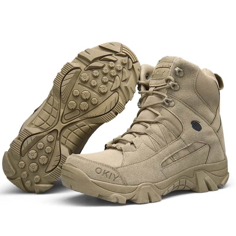 Men's Hiking Boot Classic Outdoor Hiking Shoes Thick Soled Boots Men's Ankle Boots Desert Waterproof Work Safety Shoes - KICKSTART