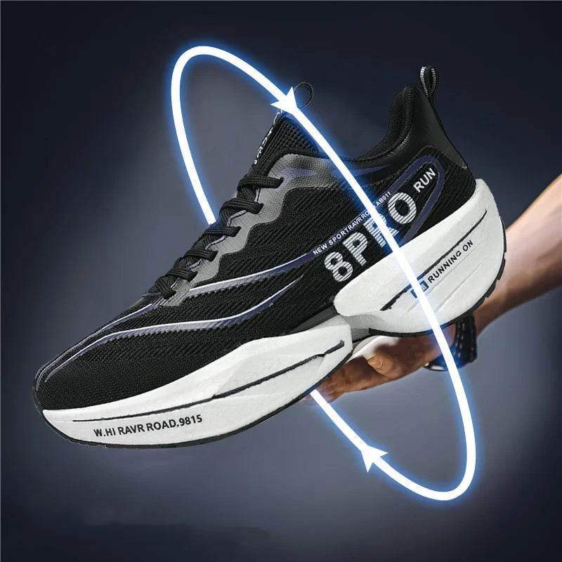 Sports Running Shoes Men Marathon Carbon Plate Air Cushion Breathable Ultralight Women's Comfortable Athletic Nonskid Sneakers - KICKSTART