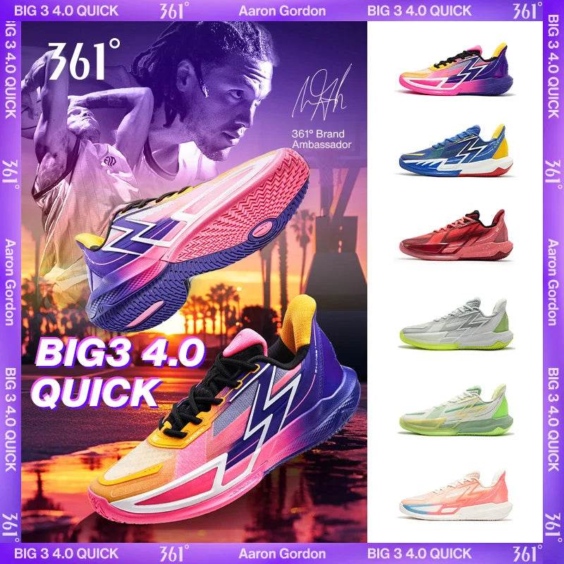 361 Degrees BIG3 4.0 Quick Men's Basketball Sports Shoes Wear-Resistant Non-Slip Mesh Breathable Low-Cut Sneaker Male 672411122 - KICKSTART