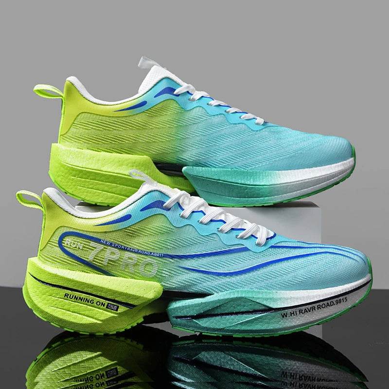 Speciality Carbon Plate Sports Running Shoes Marathon Air Cushion Men Breathable Lightweight Women Comfortable Nonskid Sneakers - KICKSTART