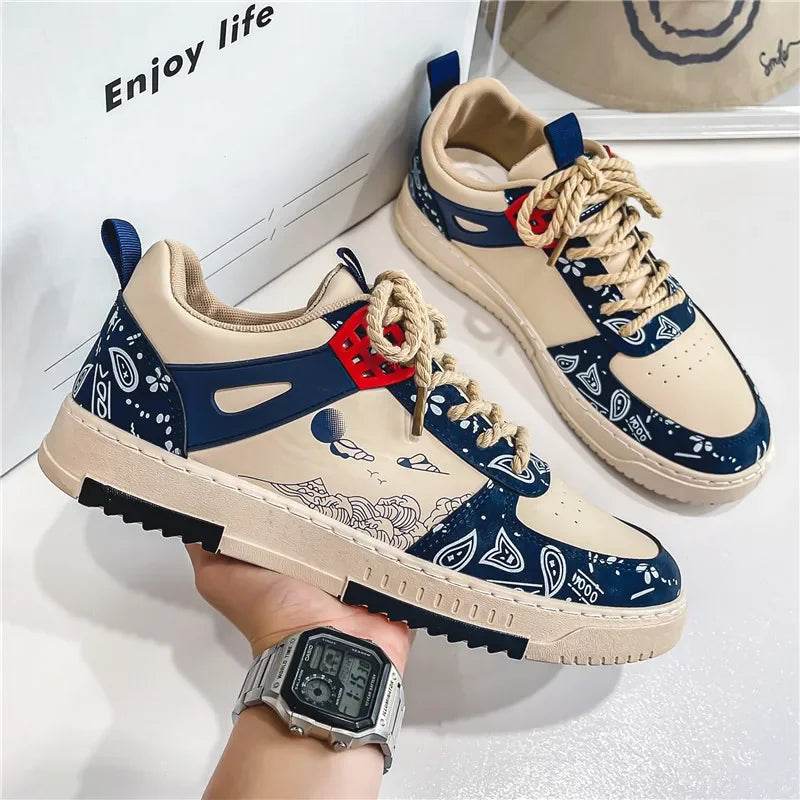 Mens Skate Shoes 2024 New PU Leather Casual Sneakers 2023 New Luxury Design Sports Shoes Korean Style Tennis Shoes for Men - KICKSTART